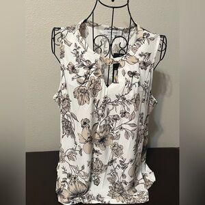 Nine West sleeveless flowered blouse Medium NWT